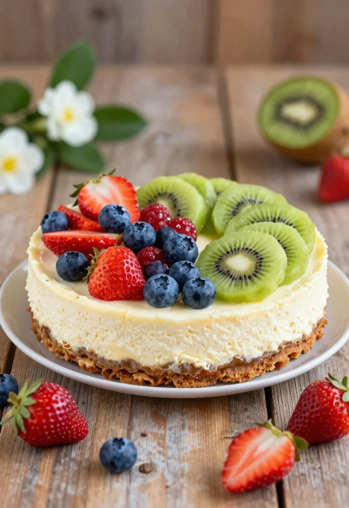 17 Cheesecake Wedding Cake Ideas with a Modern Elegant Twist - 7. Vanilla Bean Cheesecake with Fresh Fruit 1