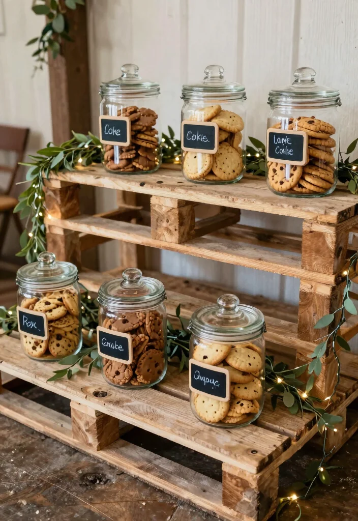 17 Cookie Table Wedding Display Ideas: Sweet Abundant Setup - 1. Rustic Wooden Pallet Display 1