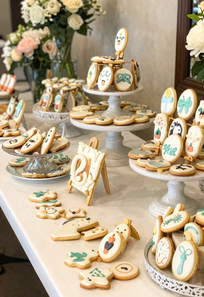 17 Cookie Table Wedding Display Ideas: Sweet Abundant Setup - 14. Cute and Creative Cookie Stands 1