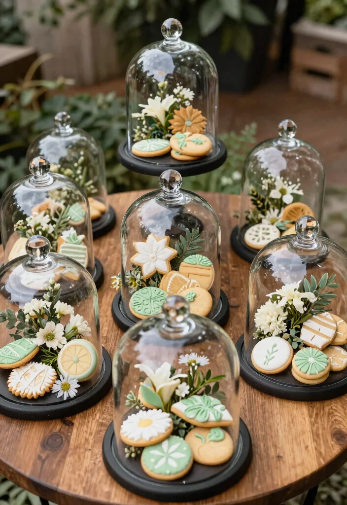 17 Cookie Table Wedding Display Ideas: Sweet Abundant Setup - 3. Glass Cloche Cookie Display 1