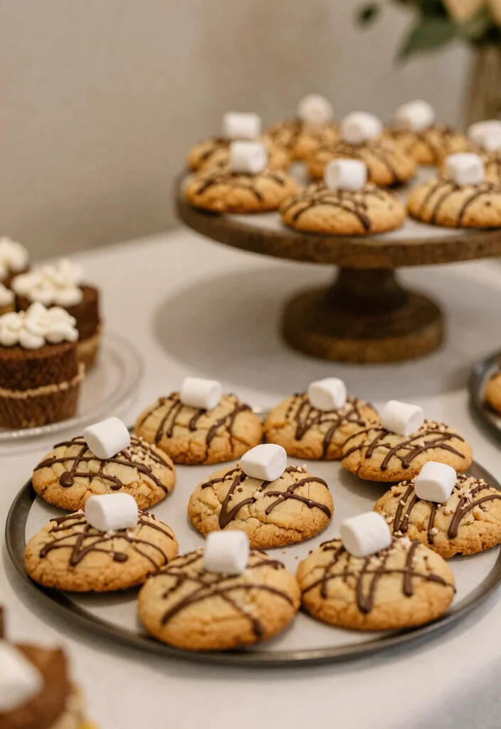 17 Cookie Table Wedding Display Ideas: Sweet Abundant Setup - 8. S’mores Cookies for a Cozy Touch 1