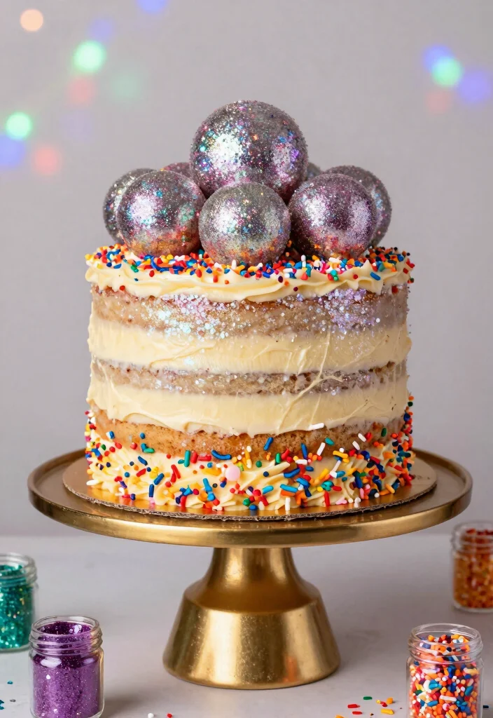 17 Disco Birthday Cake Ideas Retro Sparkle Glam - 1. Glitter Bomb Cake 1