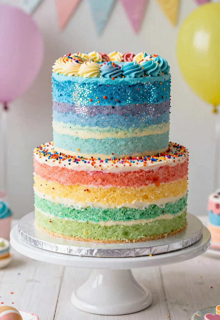 17 Disco Birthday Cake Ideas Retro Sparkle Glam - 13. Disco Layer Cake 1