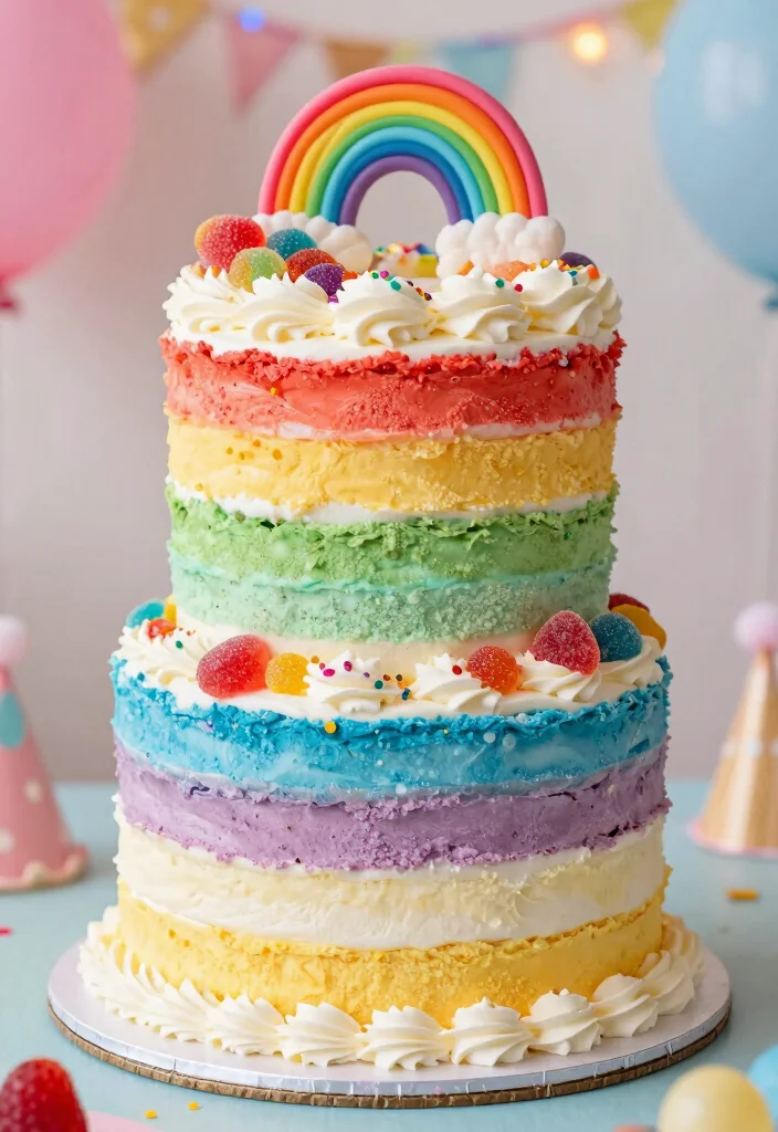 17 Disco Birthday Cake Ideas Retro Sparkle Glam - 4. Retro Rainbow Cake 1
