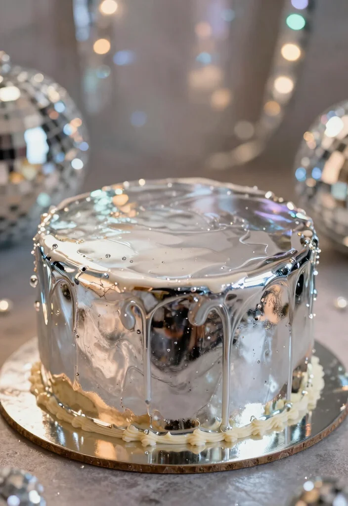 17 Disco Birthday Cake Ideas Retro Sparkle Glam - 6. Mirror Glaze Cake 1