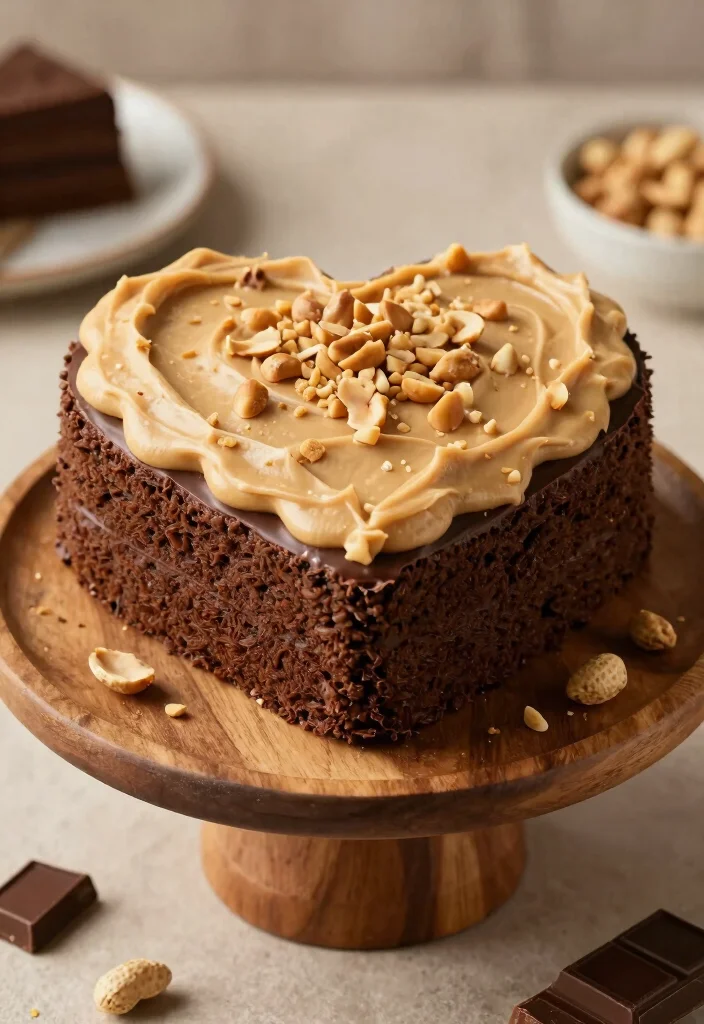 17 Heart Shape Chocolate Cake Ideas Romantic Sweet Style - 10. Peanut Butter Chocolate Heart Cake 1
