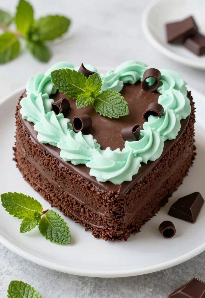 17 Heart Shape Chocolate Cake Ideas Romantic Sweet Style - 11. Chocolate Mint Heart Cake 1