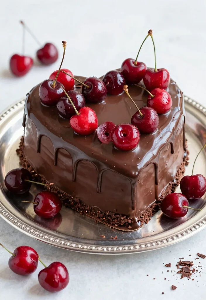 17 Heart Shape Chocolate Cake Ideas Romantic Sweet Style - 14. Chocolate Cherry Heart Cake 1
