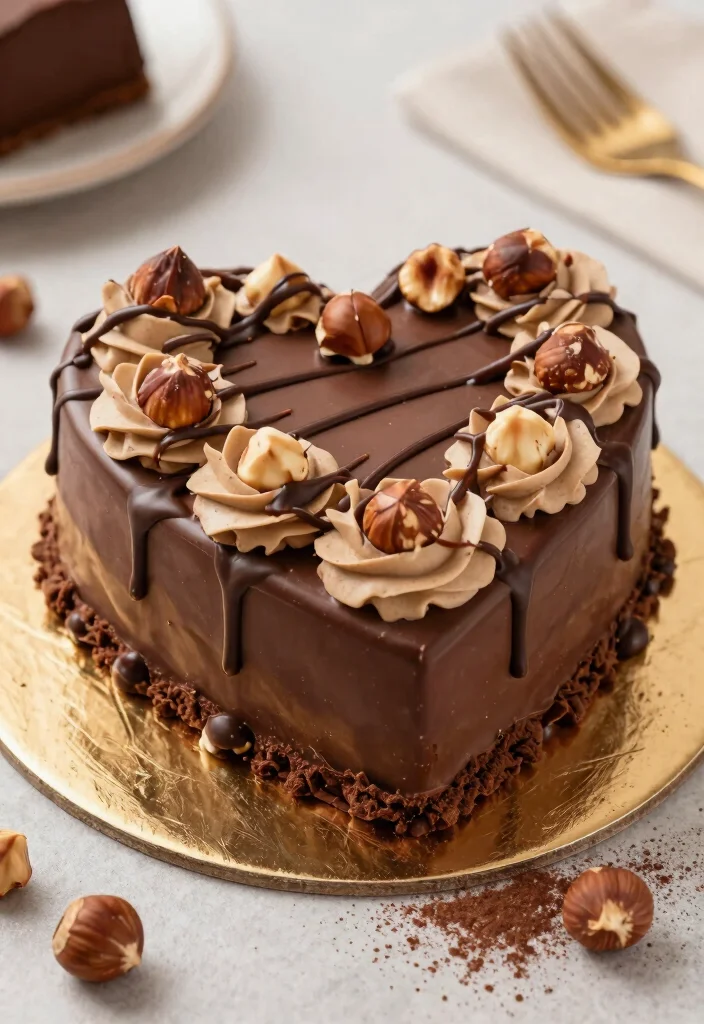 17 Heart Shape Chocolate Cake Ideas Romantic Sweet Style - 16. Chocolate Hazelnut Heart Cake 1