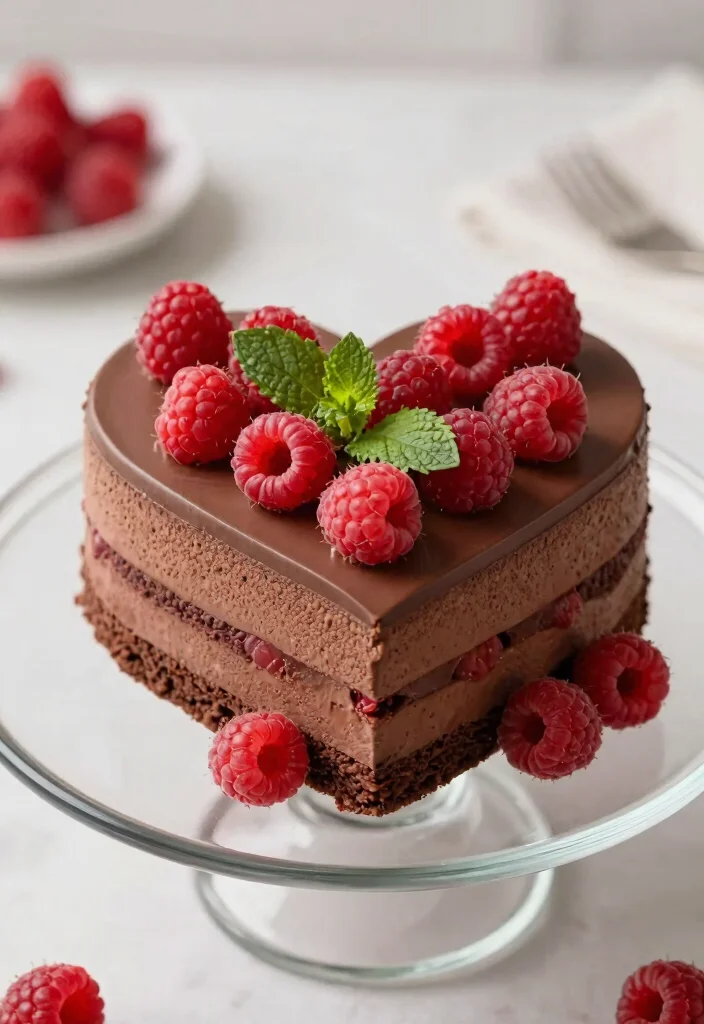 17 Heart Shape Chocolate Cake Ideas Romantic Sweet Style - 17. Chocolate Raspberry Mousse Heart Cake 1
