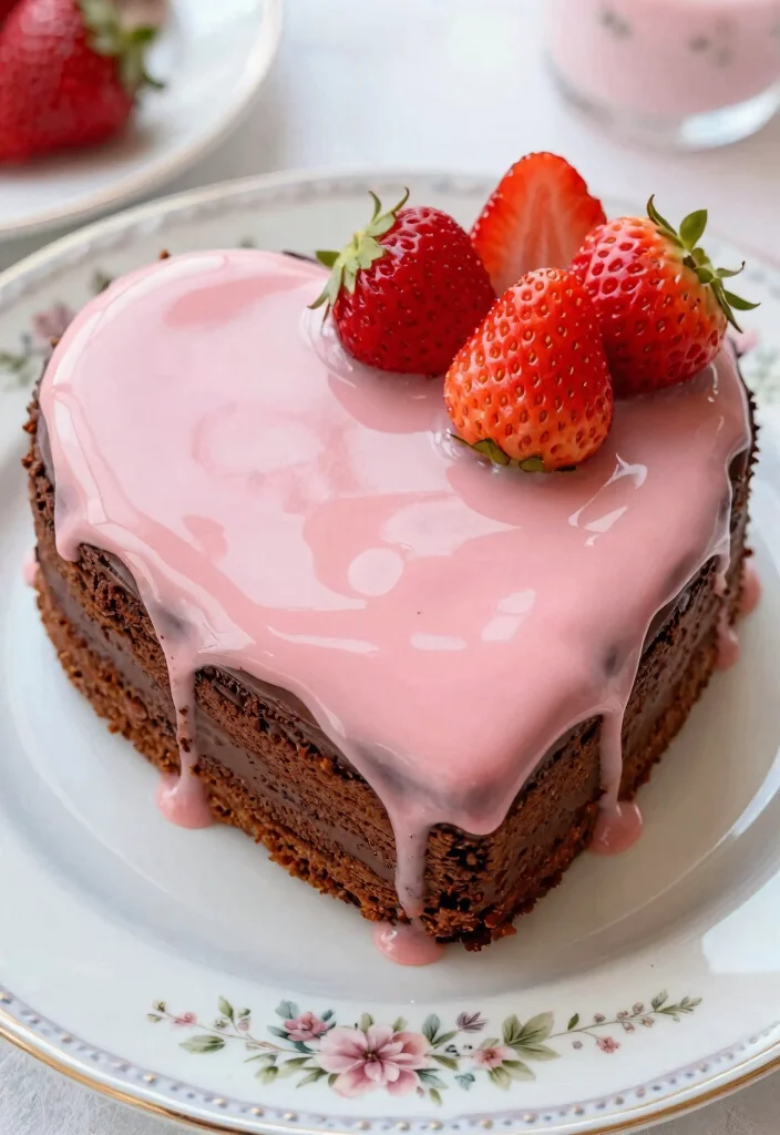 17 Heart Shape Chocolate Cake Ideas Romantic Sweet Style - 4. Strawberry Ganache Heart Cake 1