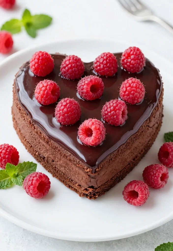 17 Heart Shape Chocolate Cake Ideas Romantic Sweet Style - 9. Chocolate and Raspberry Heart Cake 1
