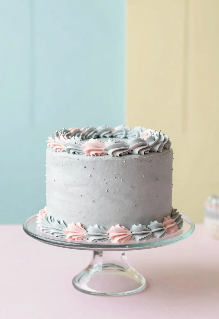 17 Pastel Cake Smash Ideas: Soft Dreamy Colors - 10. Soft Grey Whimsy 1