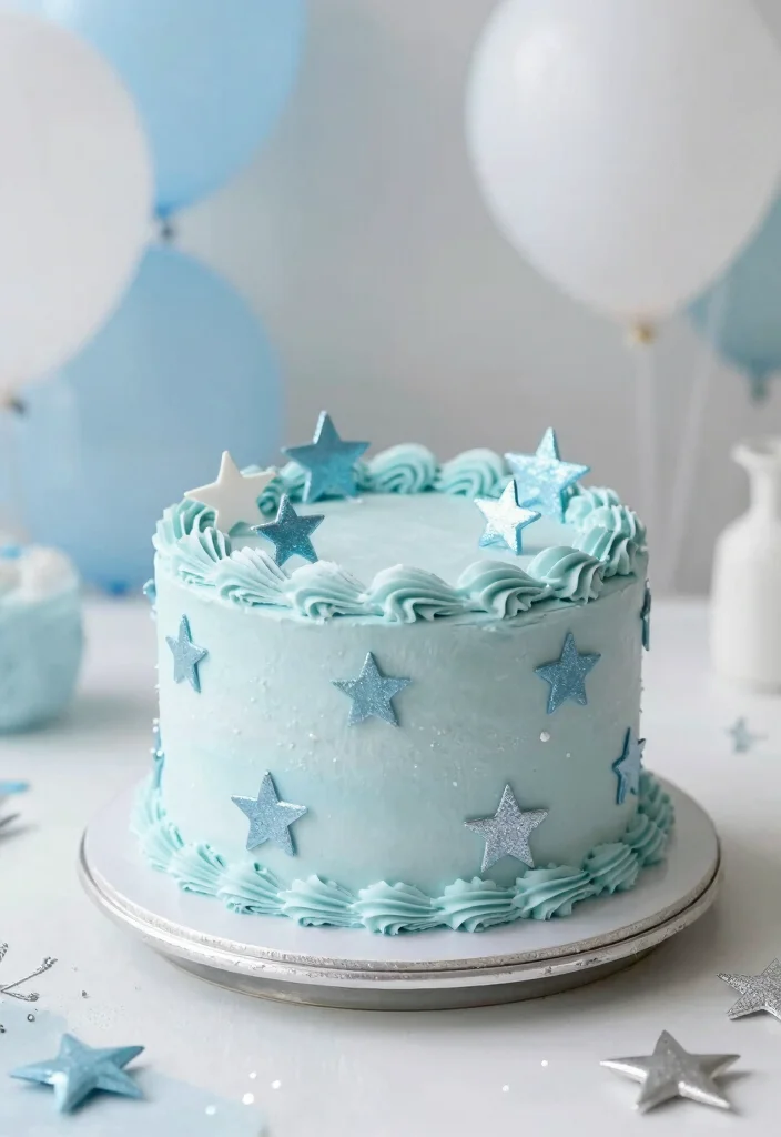 17 Pastel Cake Smash Ideas: Soft Dreamy Colors - 11. Baby Blue Bliss 1