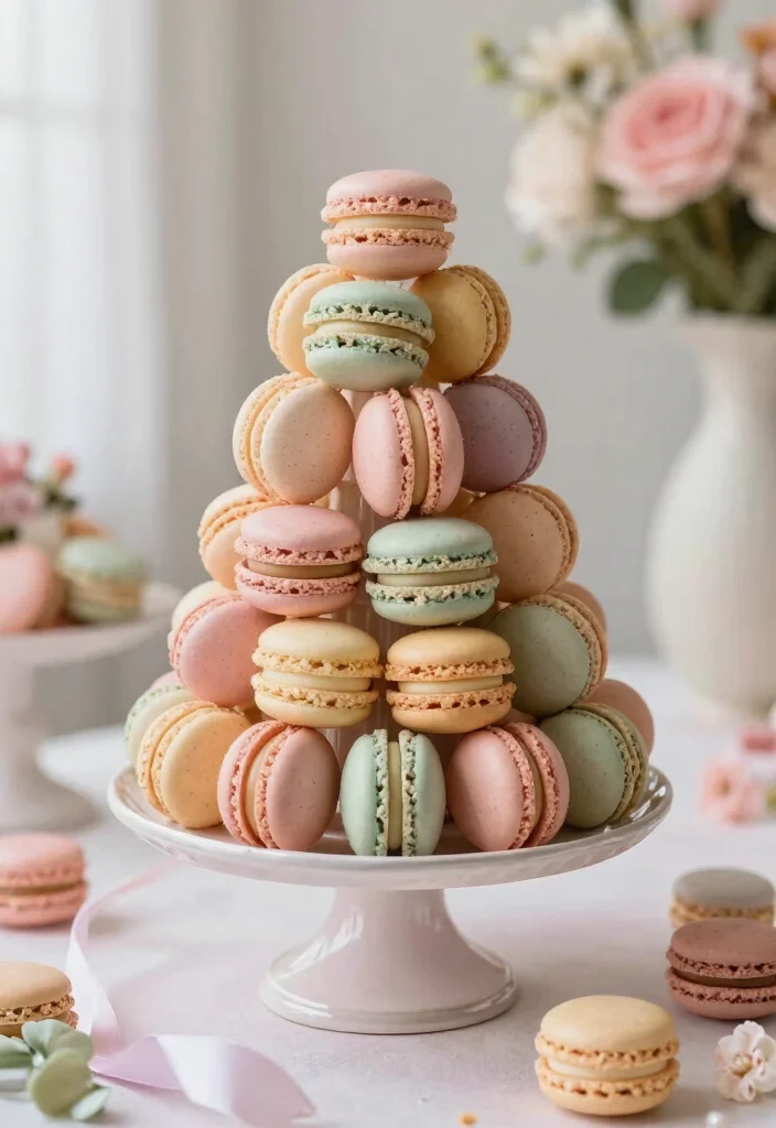 17 Pastel Cake Smash Ideas: Soft Dreamy Colors - 17. Pastel Macaron Tower 1