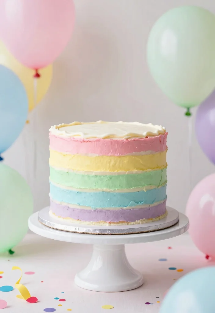 17 Pastel Cake Smash Ideas: Soft Dreamy Colors - 7. Rainbow Pastel Layers 1