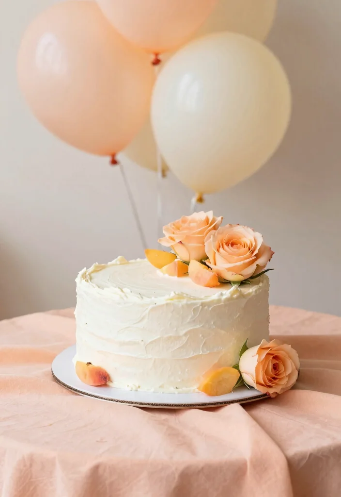 17 Pastel Cake Smash Ideas: Soft Dreamy Colors - 8. Soft Peach Bliss 1