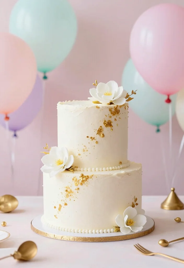 17 Pastel Cake Smash Ideas: Soft Dreamy Colors - 9. Creamy White Chocolate Fantasy 1