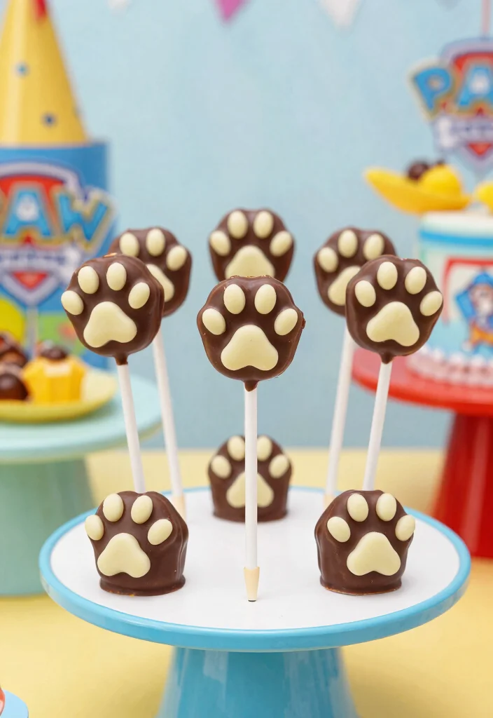 17 Paw Patrol Cake Pops Ideas: Cute Kids Party Treats - 11. Paw Print Cake Pops 1