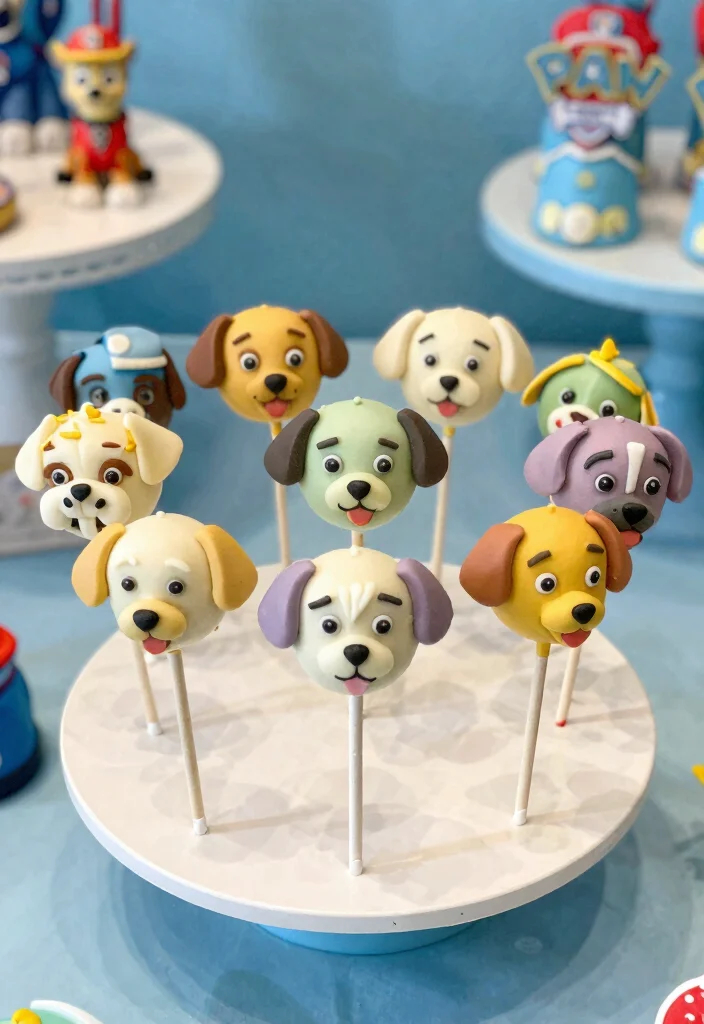 17 Paw Patrol Cake Pops Ideas: Cute Kids Party Treats - 12. Puppy Face Cake Pops 1
