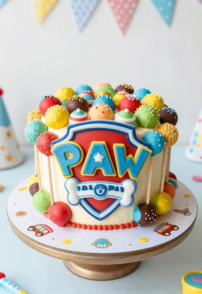 17 Paw Patrol Cake Pops Ideas: Cute Kids Party Treats - 17. Paw Patrol Cake Pop Pull-Apart Cake 1