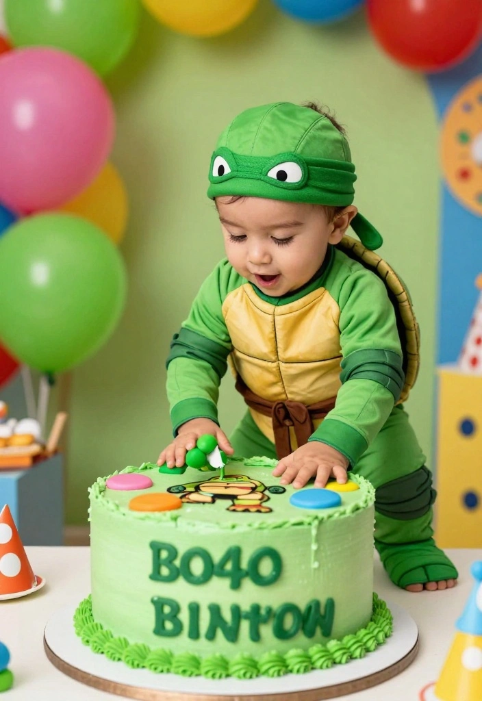 17 Smash Cake Boy Ideas Cute First Birthday Fun - 15. Ninja Turtles Heroes in a Half Shell 1