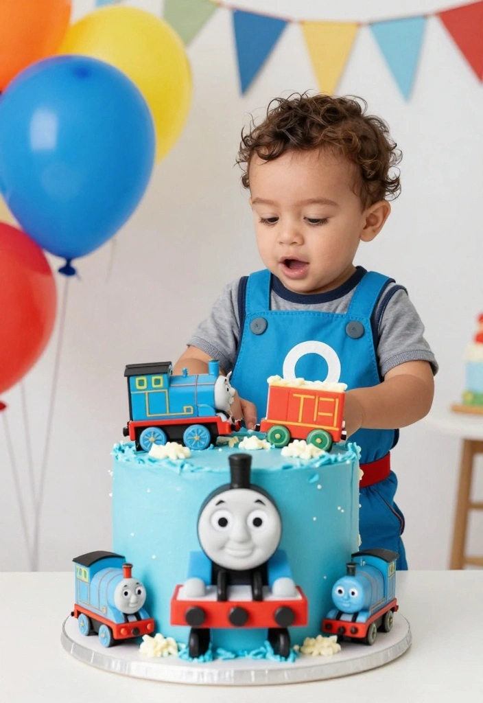 17 Smash Cake Boy Ideas Cute First Birthday Fun - 16. Thomas the Tank Engine Adventure 1