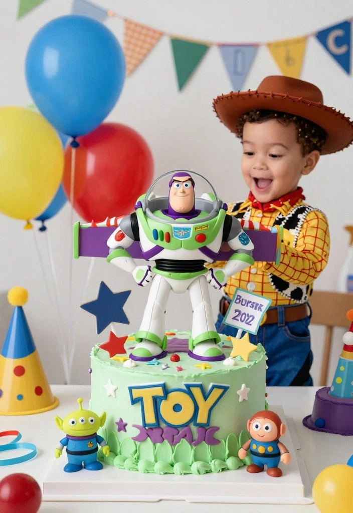 17 Smash Cake Boy Ideas Cute First Birthday Fun - 4. Toy Story Space Adventure 1