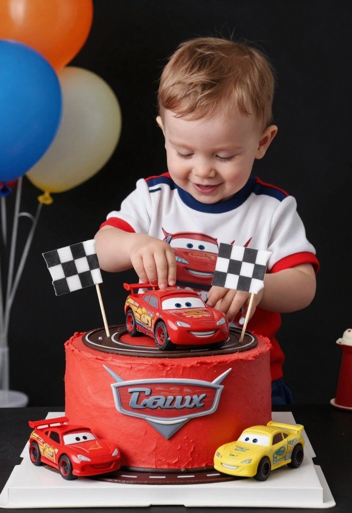 17 Smash Cake Boy Ideas Cute First Birthday Fun - 7. Cars Race Track 1