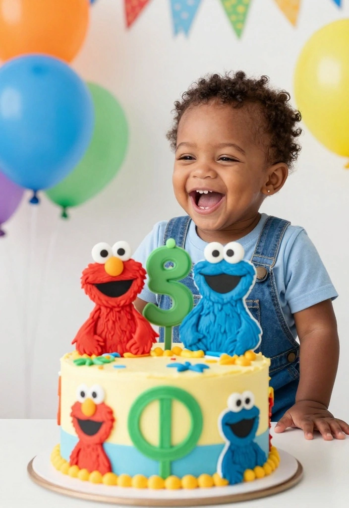 17 Smash Cake Boy Ideas Cute First Birthday Fun - 9. Sesame Street Celebration 1