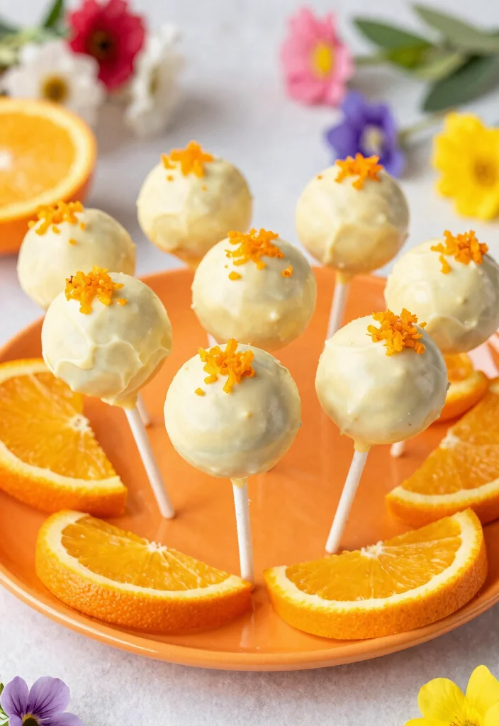 17 Spring Cake Pops Ideas: Fresh Pastel Treats - 13. Orange Creamsicle Cake Pops 1