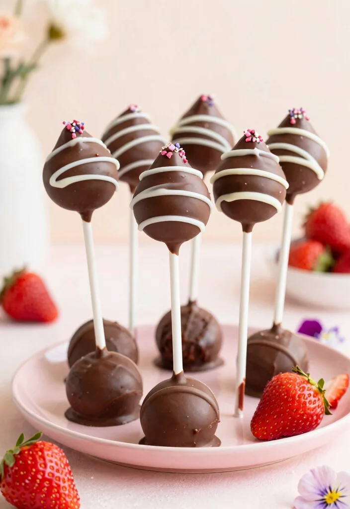 17 Spring Cake Pops Ideas: Fresh Pastel Treats - 17. Chocolate Strawberry Cake Pops 1