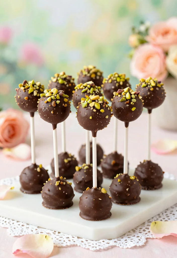 17 Spring Cake Pops Ideas: Fresh Pastel Treats - 3. Pistachio Rose Cake Pops 1