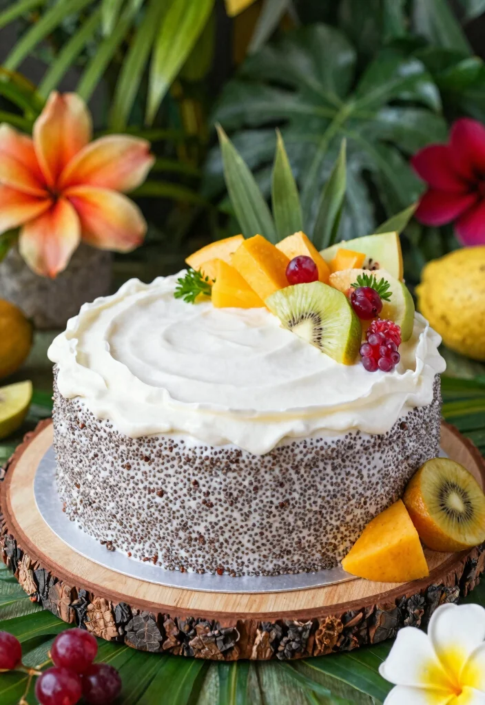 17 Tropical Birthday Cake Ideas: Colorful Island Vibes - 15. Chia Seed Coconut Cake 1