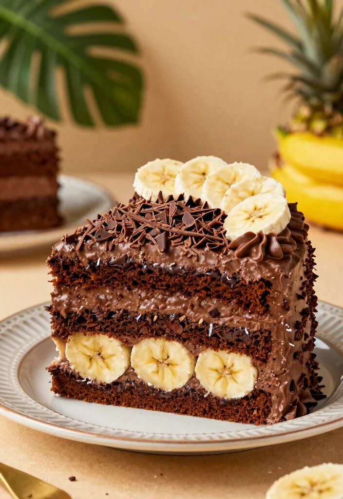 17 Tropical Birthday Cake Ideas: Colorful Island Vibes - 9. Chocolate Banana Paradise Cake 1