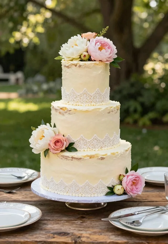 17 Vintage Cake Wedding Ideas: Timeless Romantic Charm - 1. Classic Buttercream Elegance 1