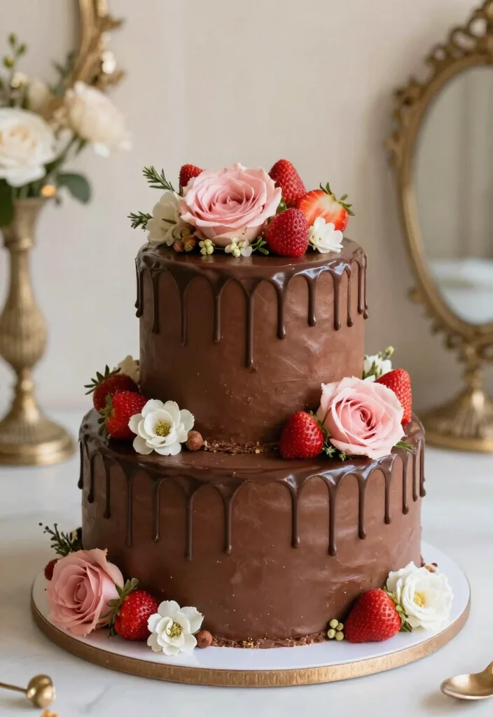 17 Vintage Cake Wedding Ideas: Timeless Romantic Charm - 13. Romantic Chocolate Ganache Drip 1