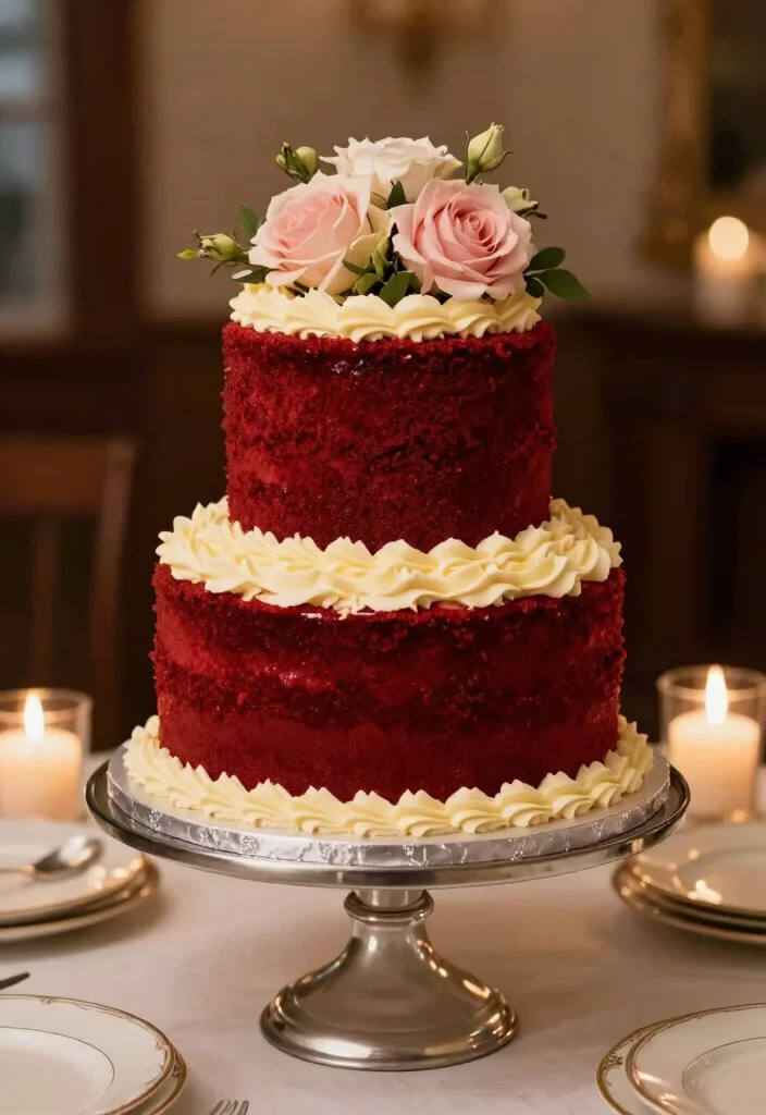 17 Vintage Cake Wedding Ideas: Timeless Romantic Charm - 14. Timeless Red Velvet 1
