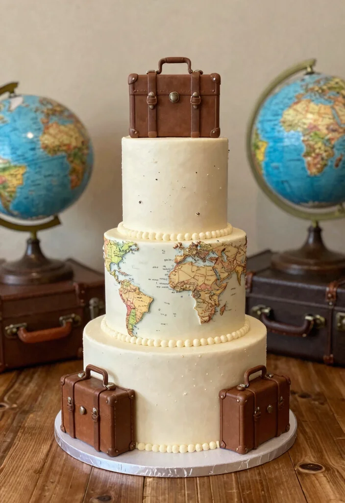 17 Vintage Cake Wedding Ideas: Timeless Romantic Charm - 17. Vintage Travel Cake 1