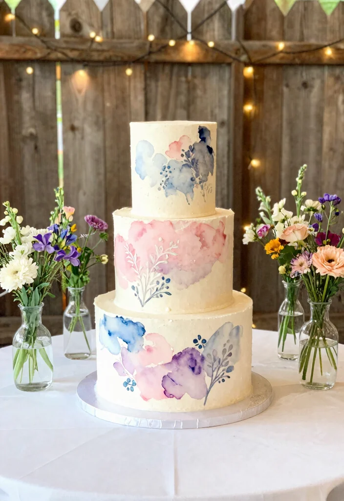 17 Vintage Cake Wedding Ideas: Timeless Romantic Charm - 2. Whimsical Watercolor Wonder 1