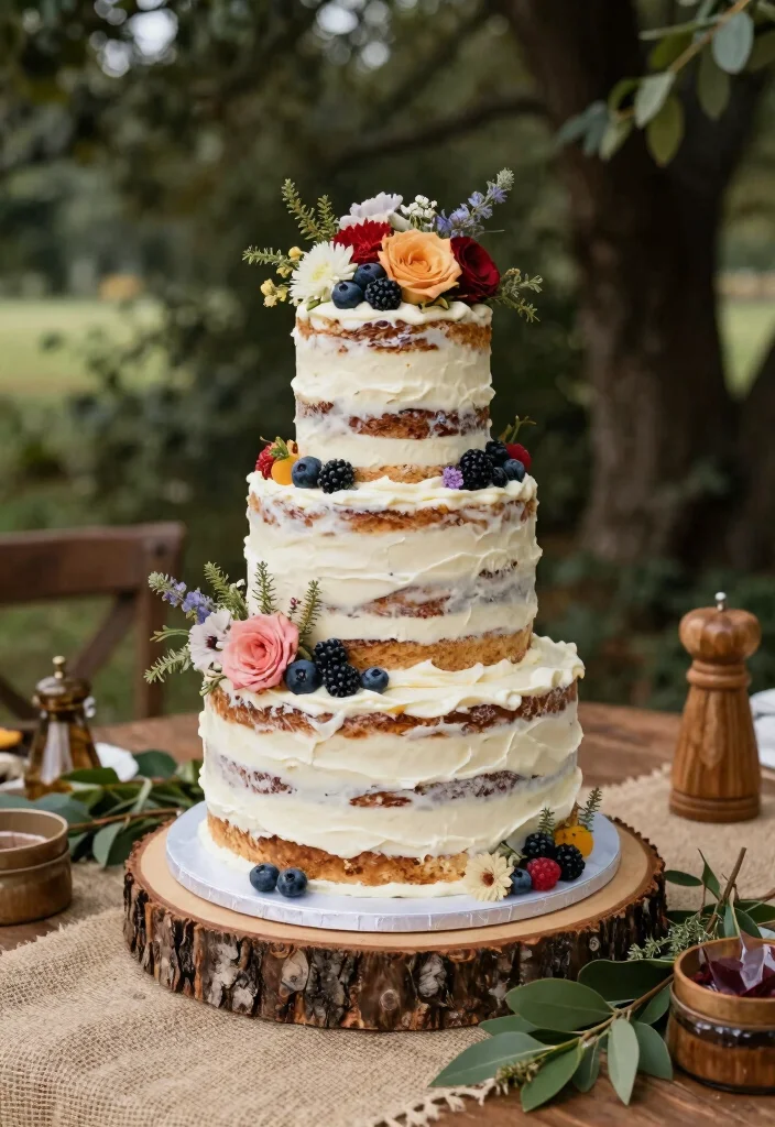 17 Vintage Cake Wedding Ideas: Timeless Romantic Charm - 3. Rustic Naked Cakes 1