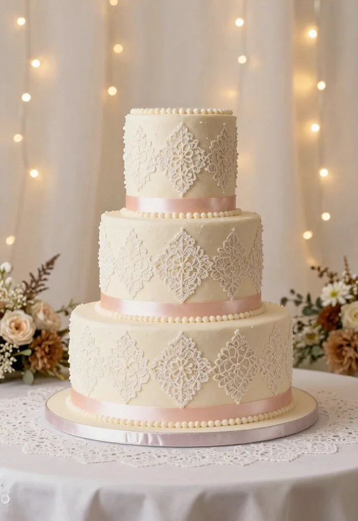 17 Vintage Cake Wedding Ideas: Timeless Romantic Charm - 4. Vintage Lace and Ribbons 1