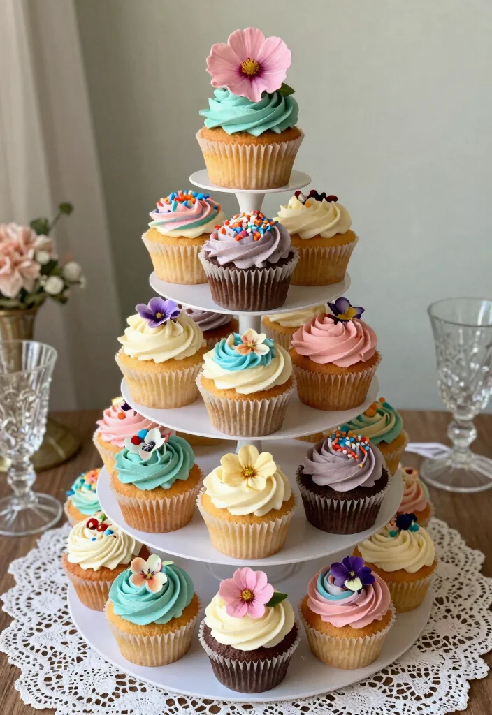17 Vintage Cake Wedding Ideas: Timeless Romantic Charm - 8. Vintage Inspired Cupcake Towers 1