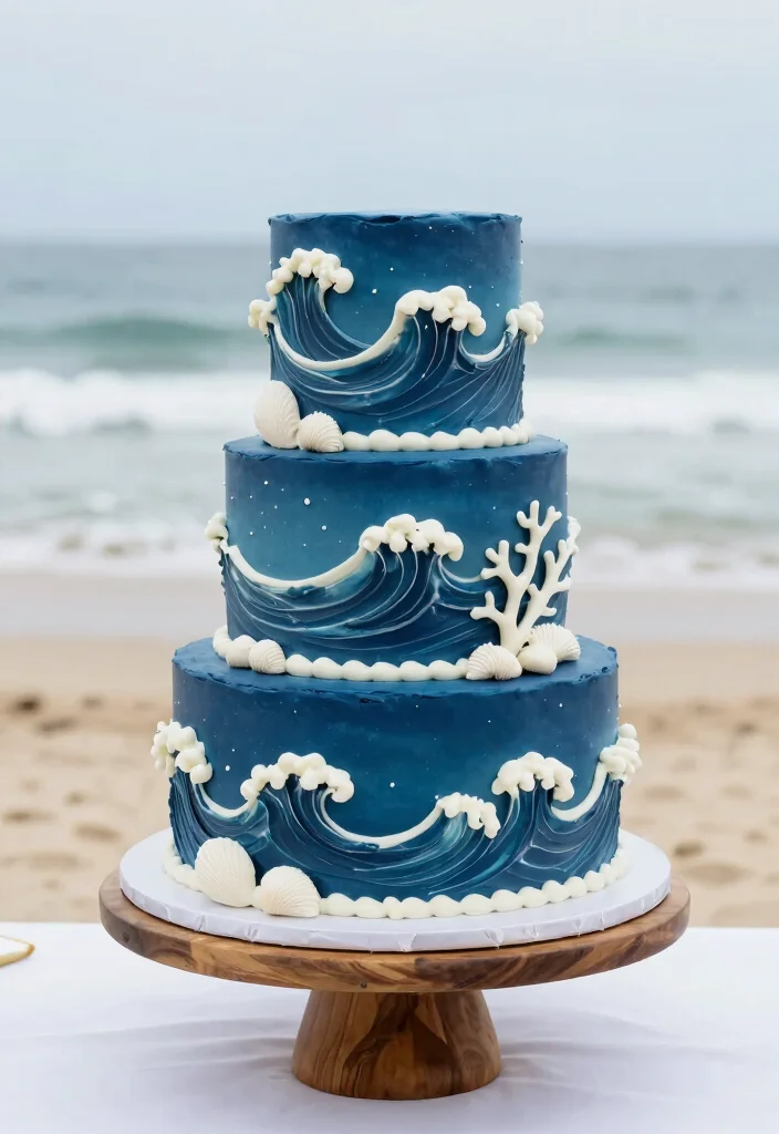 17 Wedding Cake Blue Ideas with an Elegant Modern Touch - 1. Ocean-Inspired Indulgence 1