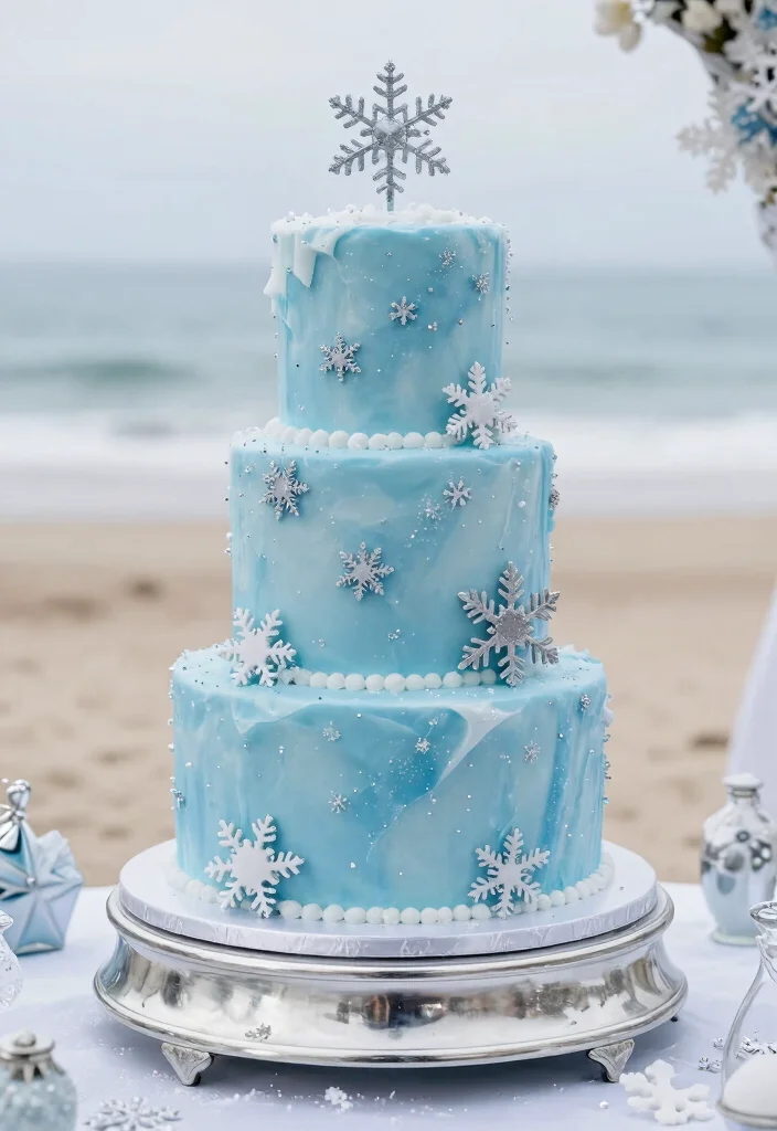 17 Wedding Cake Blue Ideas with an Elegant Modern Touch - 14. Ice Blue Fantasy 1