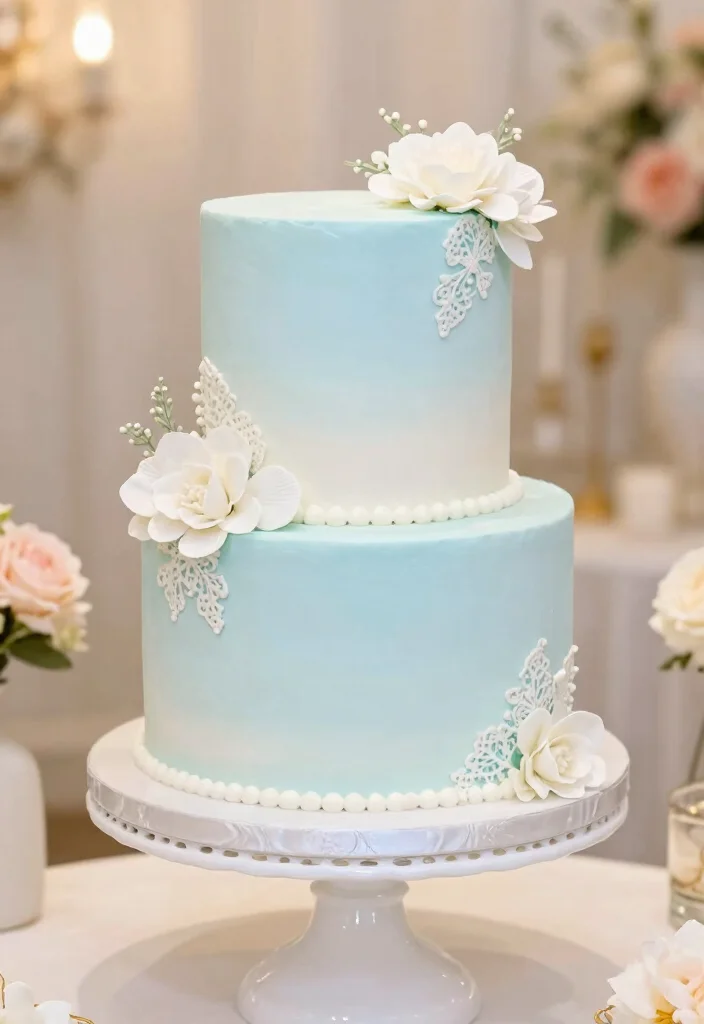 17 Wedding Cake Blue Ideas with an Elegant Modern Touch - 2. Powder Blue Elegance 1