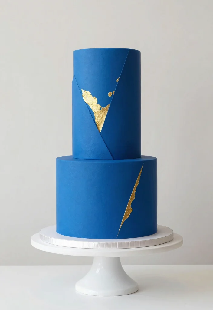 17 Wedding Cake Blue Ideas with an Elegant Modern Touch - 4. Geometric Blue 1