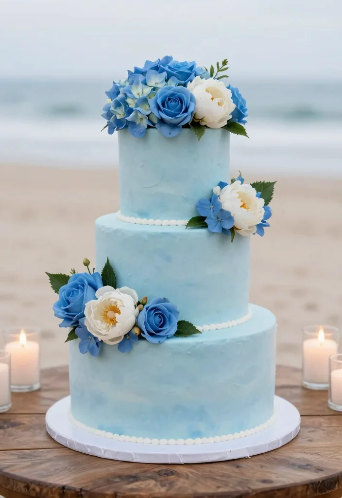 17 Wedding Cake Blue Ideas with an Elegant Modern Touch - 5. Floral Blue Dream 1