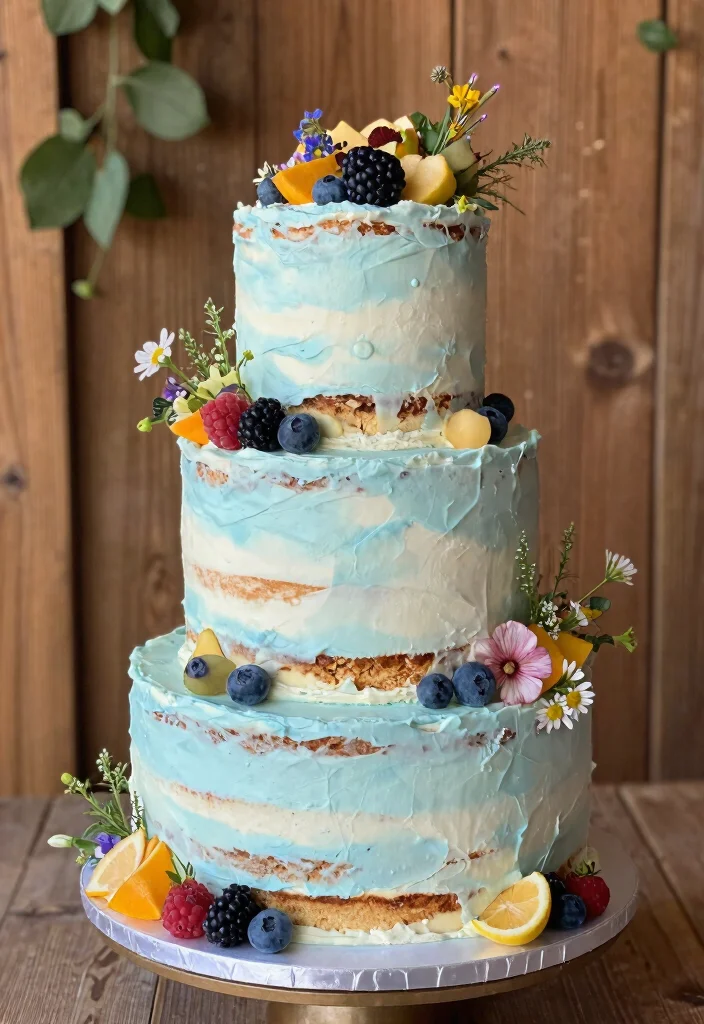 17 Wedding Cake Blue Ideas with an Elegant Modern Touch - 7. Rustic Blue Charm 1