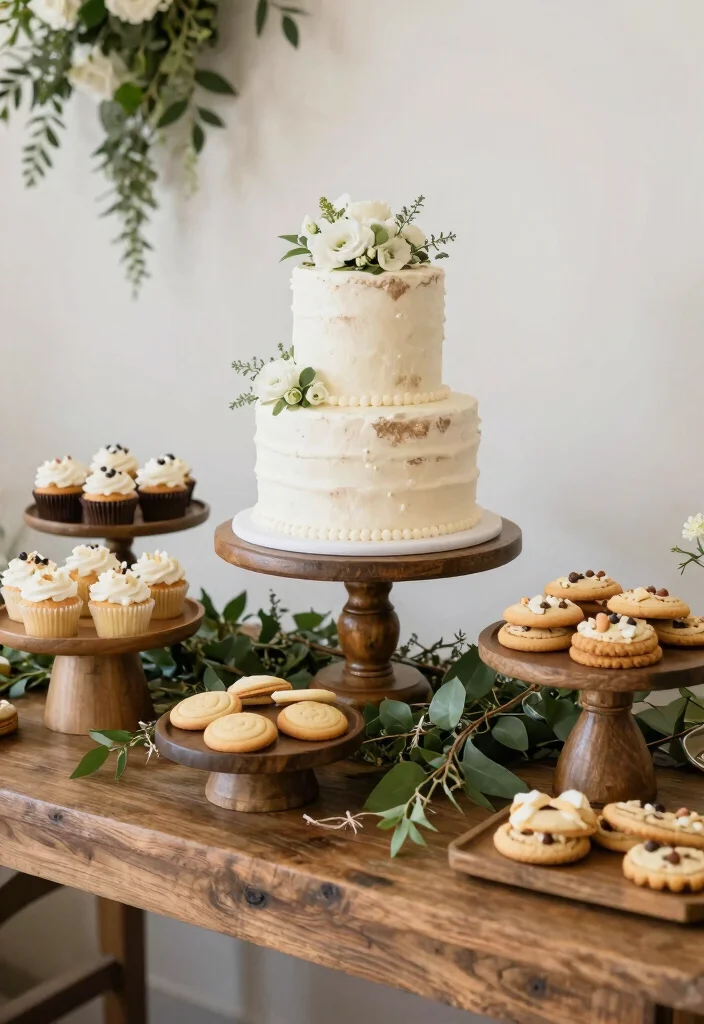 17 Wedding Cake Display Ideas: Stunning Dessert Tables - 1. Vintage Wooden Stands 1